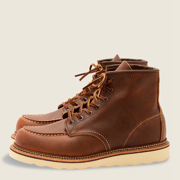 Red Wing Mens Heritage Boots - Classic Moc - 6-inchr Rough & Tough Leather - Brown - GLO639712